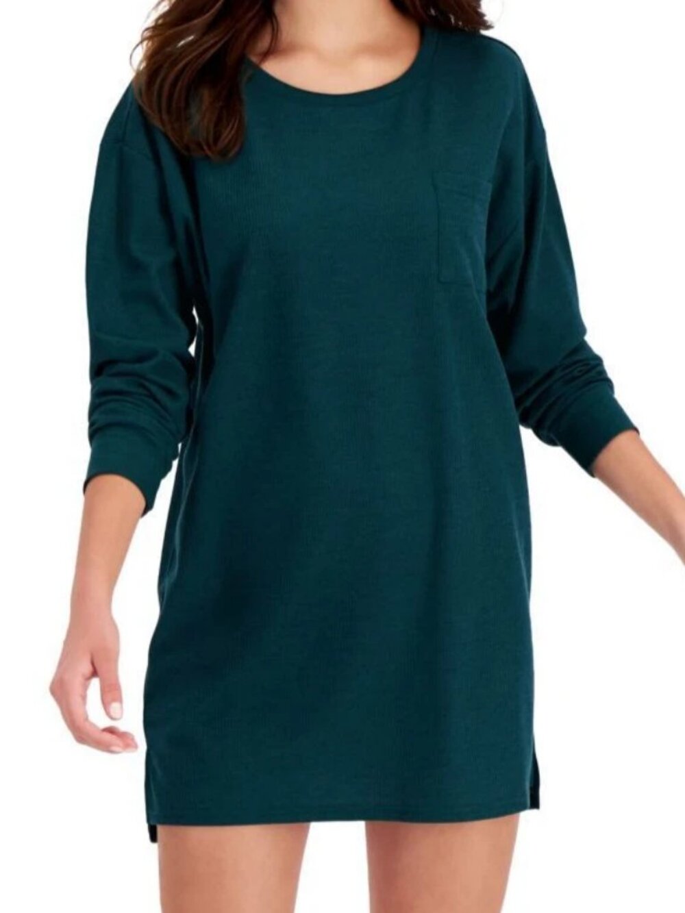 Jenni Intimates Women's Thermal Waffle-Knit Sleepshirt, Junebug Green, Small